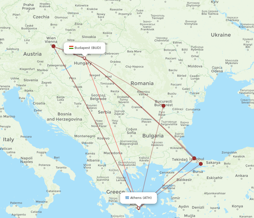 BUD-ATH flight routes