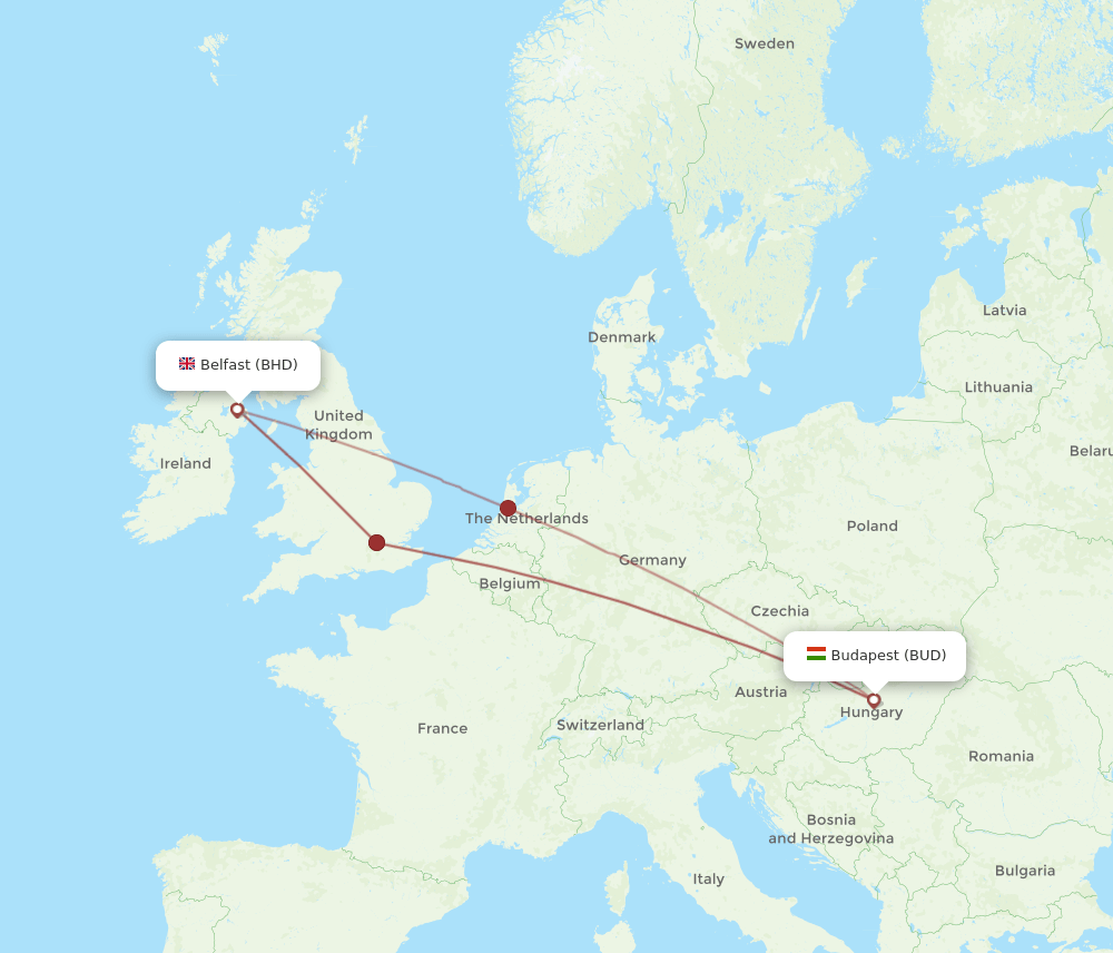 BUD-BHD flight routes