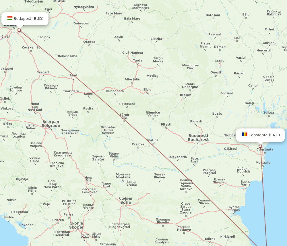 BUD to CND flights and routes map