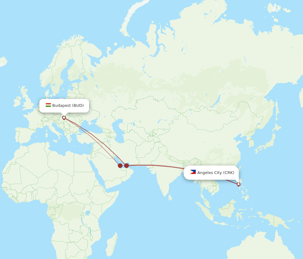 BUD-CRK flight routes