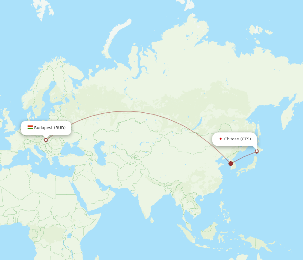 BUD to CTS flights and routes map