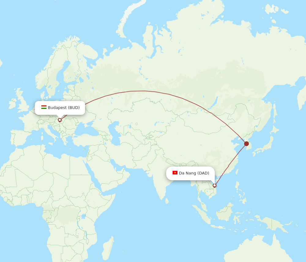 BUD to DAD flights and routes map