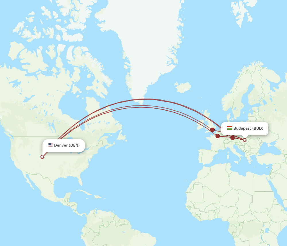 BUD-DEN flight routes