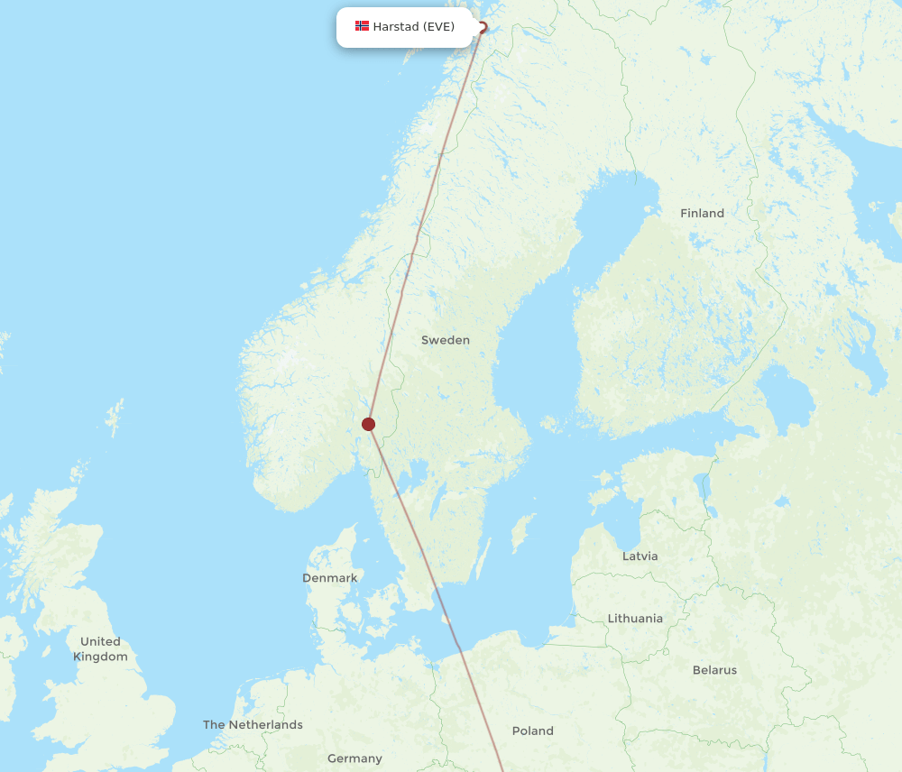 BUD-EVE flight routes
