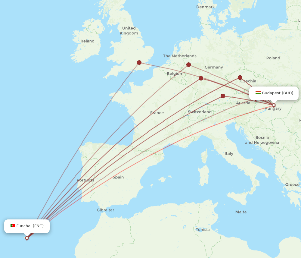 BUD-FNC flight routes