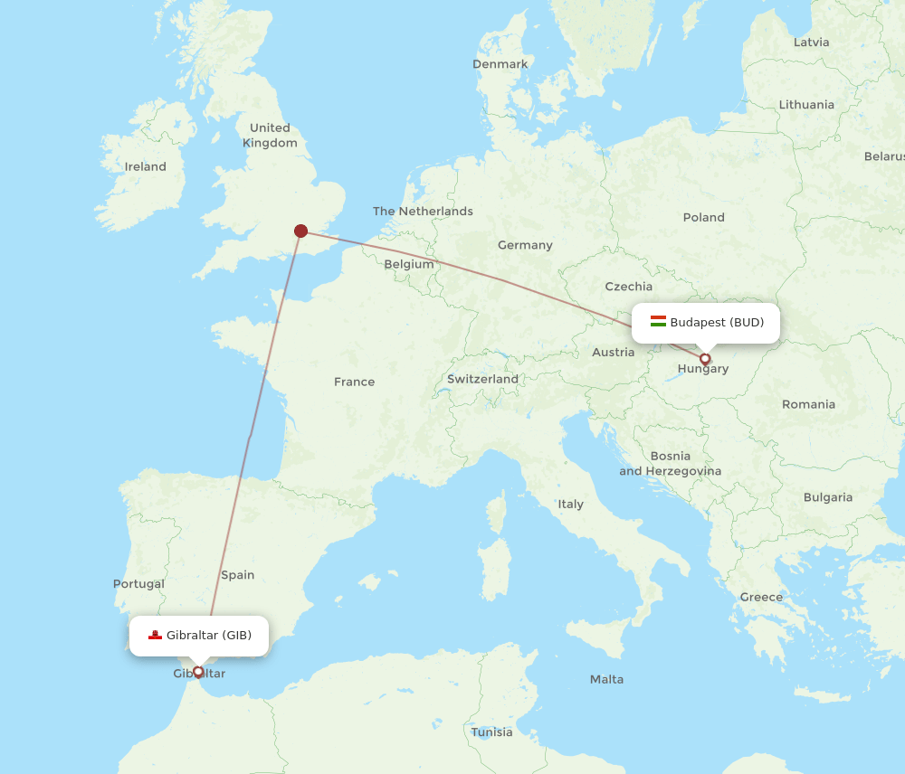 BUD-GIB flight routes