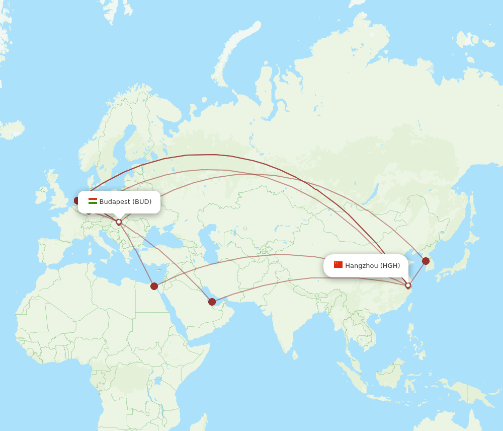 BUD-HGH flight routes