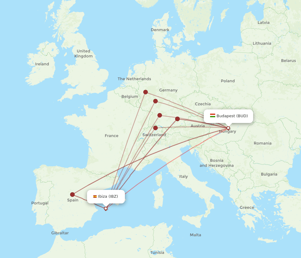BUD-IBZ flight routes