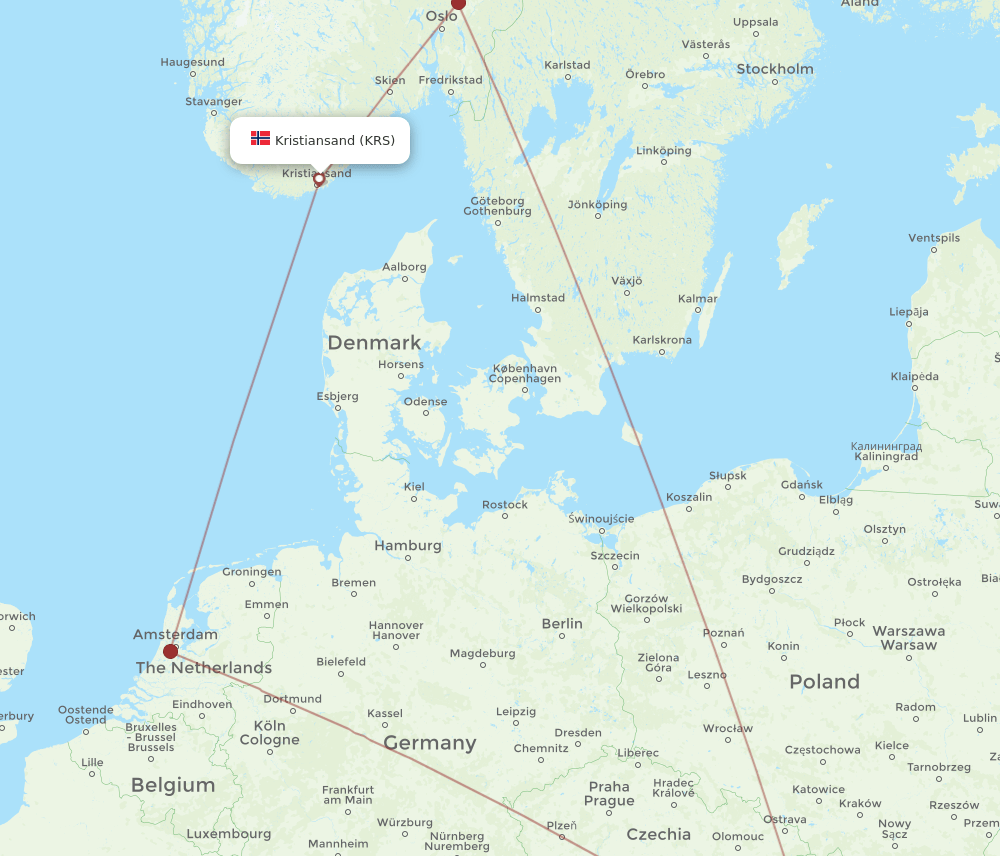 BUD-KRS flight routes