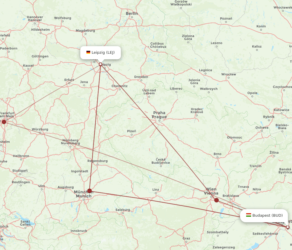 BUD-LEJ flight routes