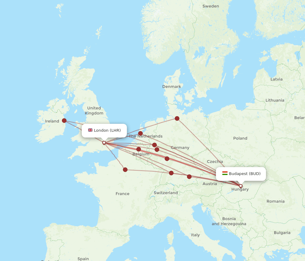 BUD-LHR flight routes