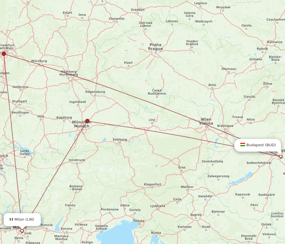 BUD-LIN flight routes