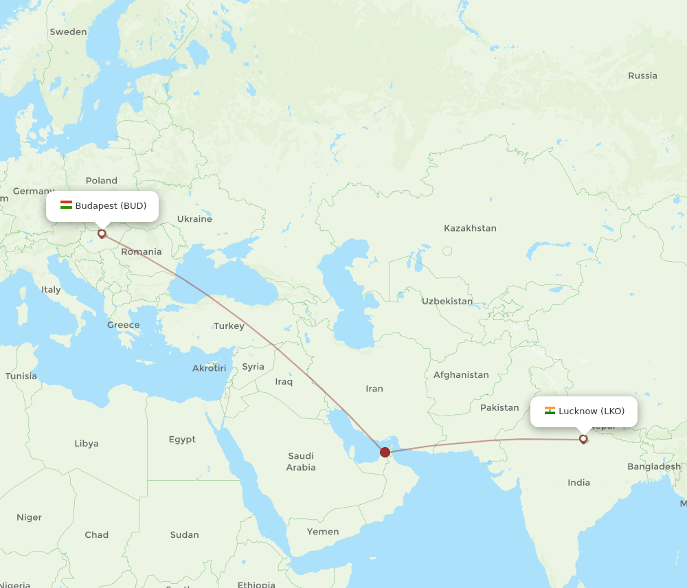 BUD-LKO flight routes