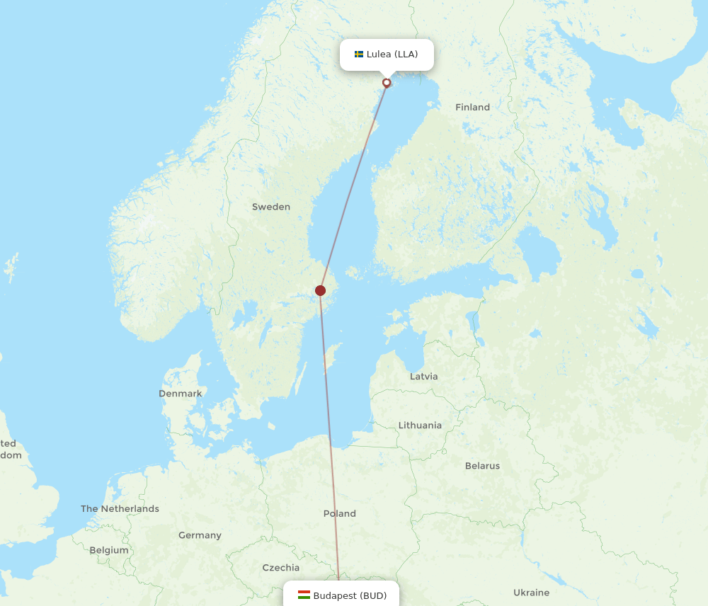 BUD-LLA flight routes