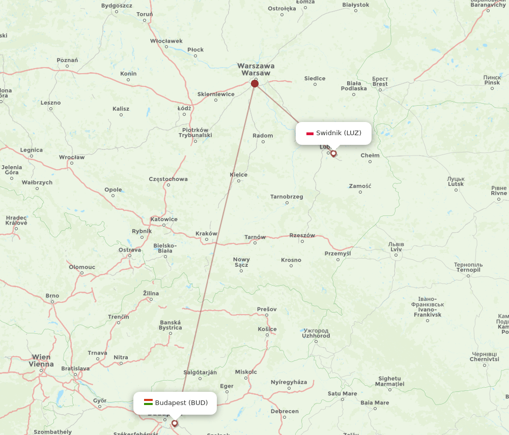 BUD-LUZ flight routes