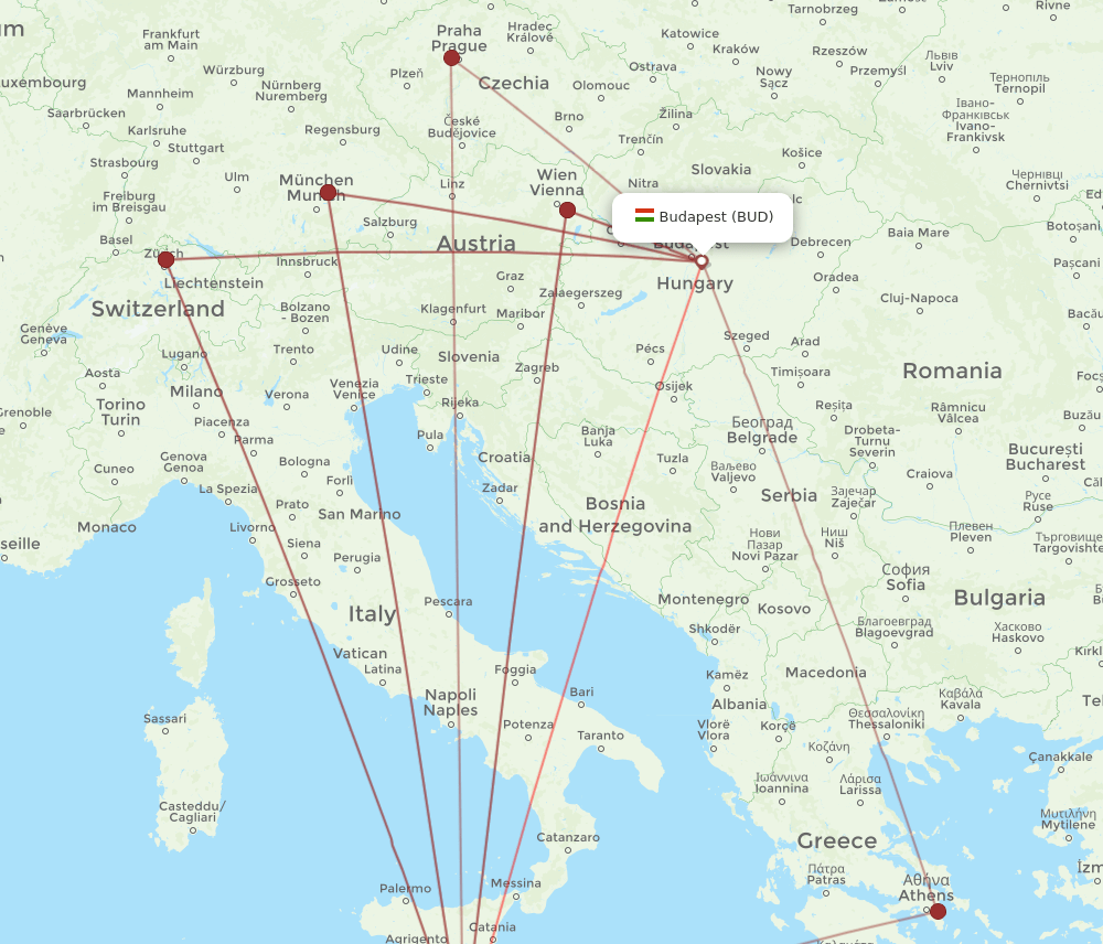 BUD-MLA flight routes