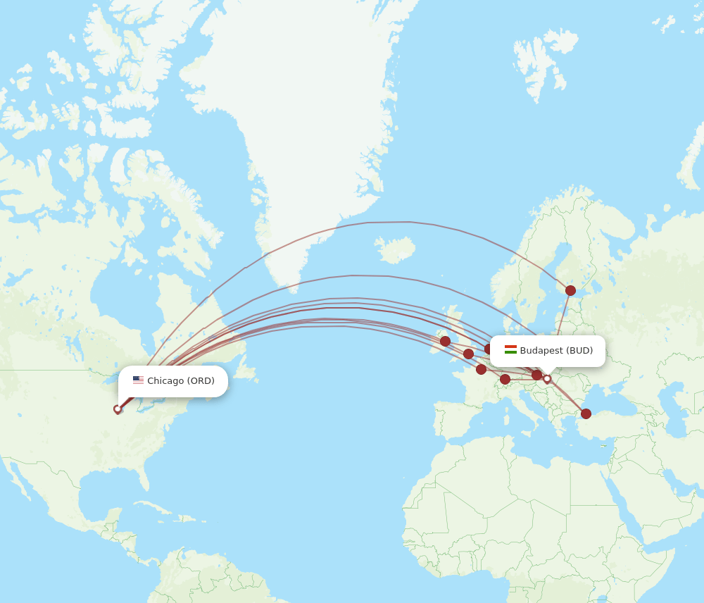BUD-ORD flight routes