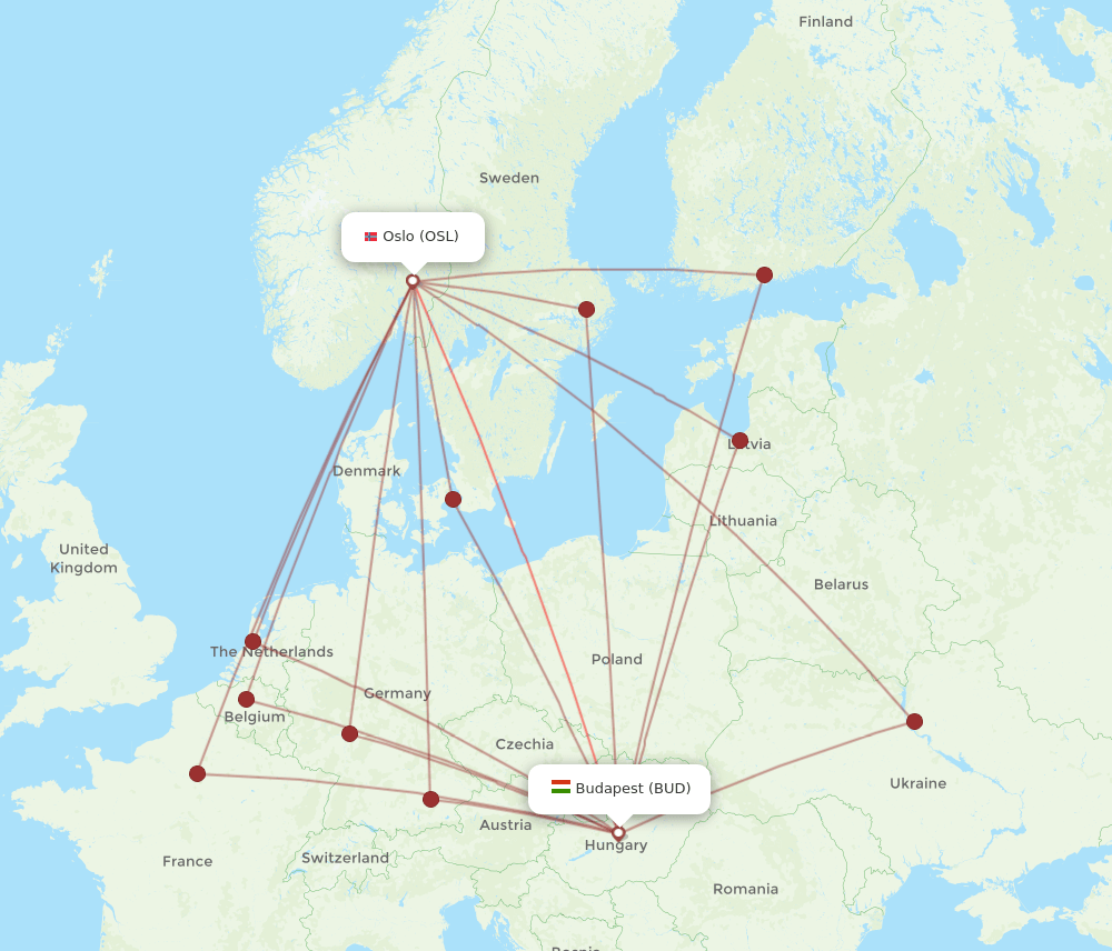 BUD-OSL flight routes
