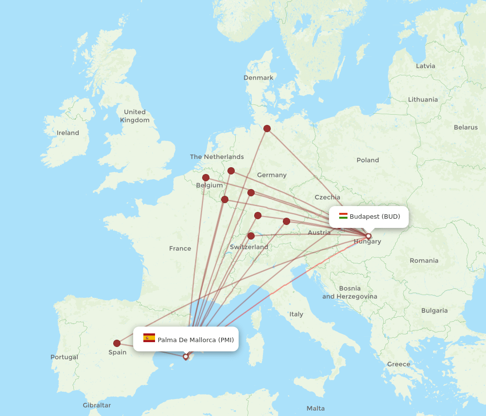 BUD-PMI flight routes