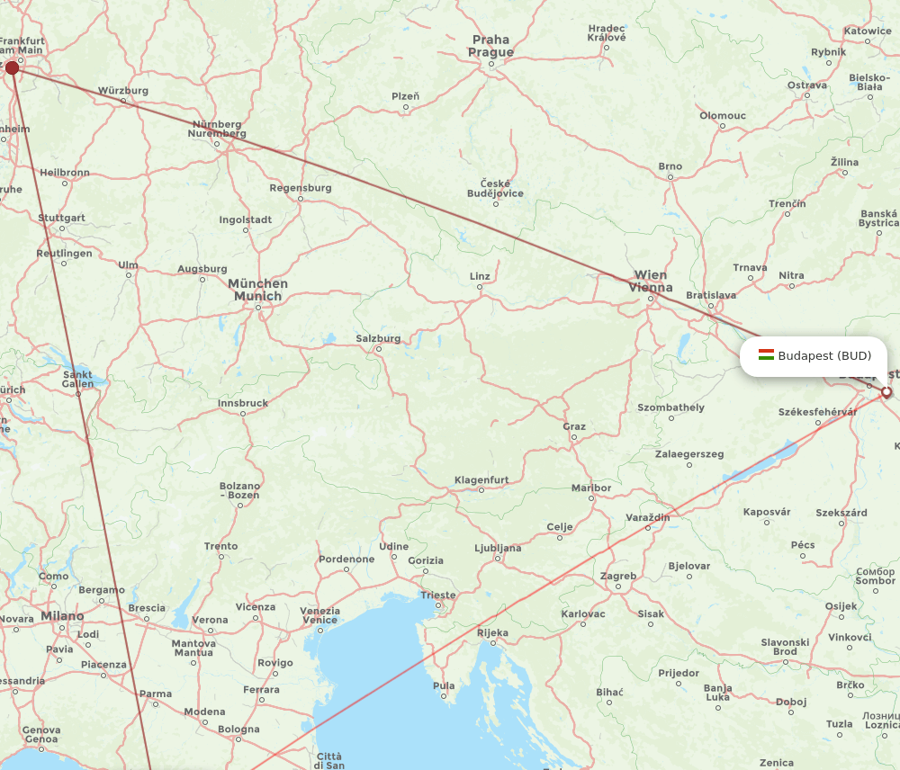 BUD-PSA flight routes