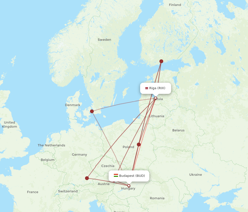BUD-RIX flight routes