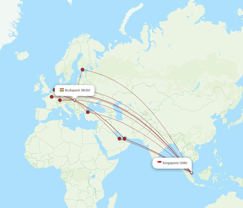 BUD-SIN flight routes