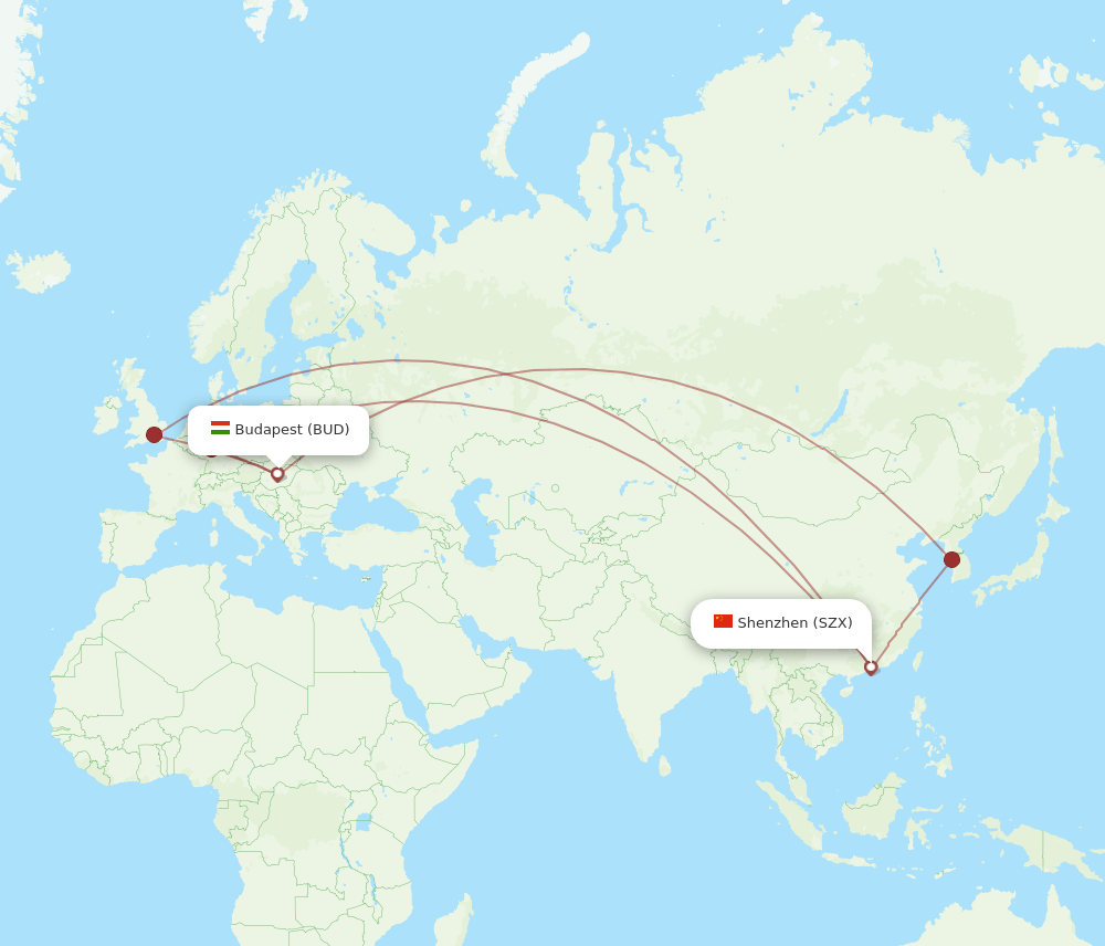 BUD-SZX flight routes