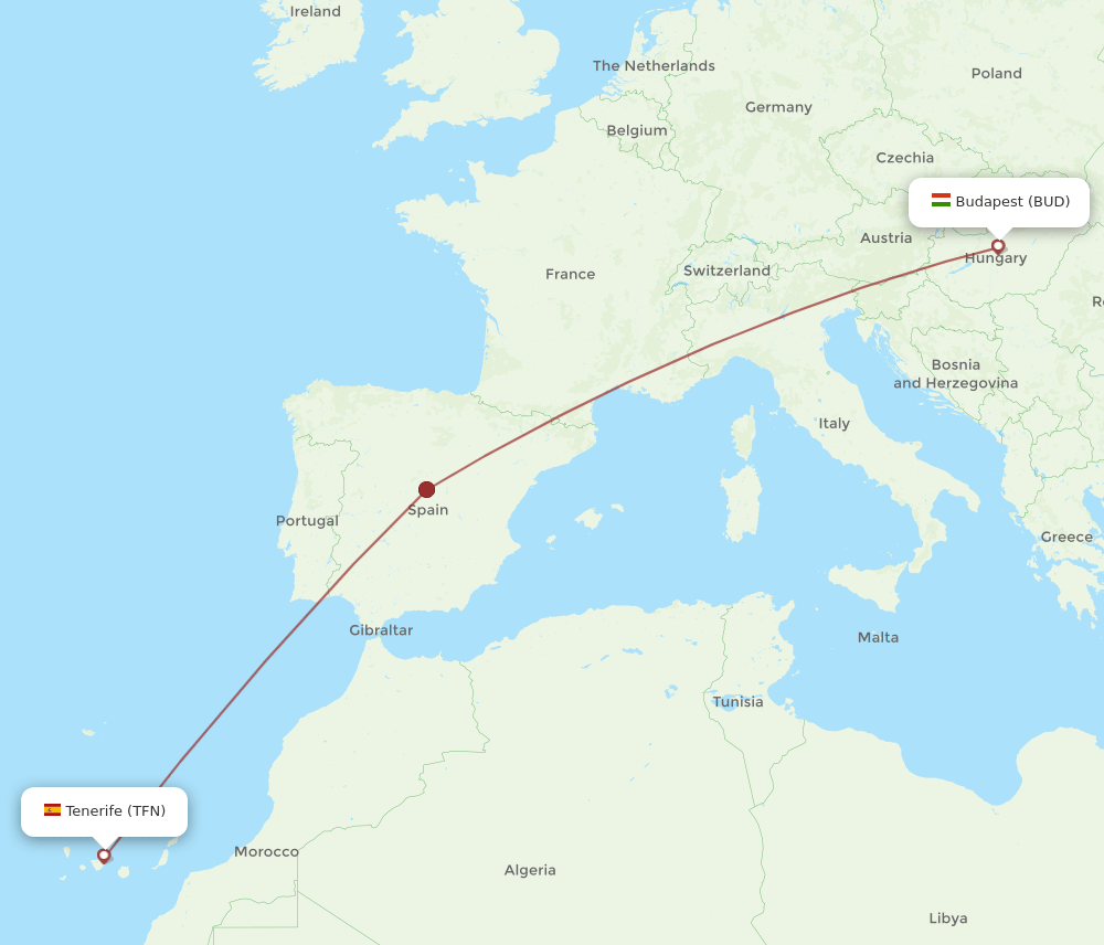 BUD-TFN flight routes