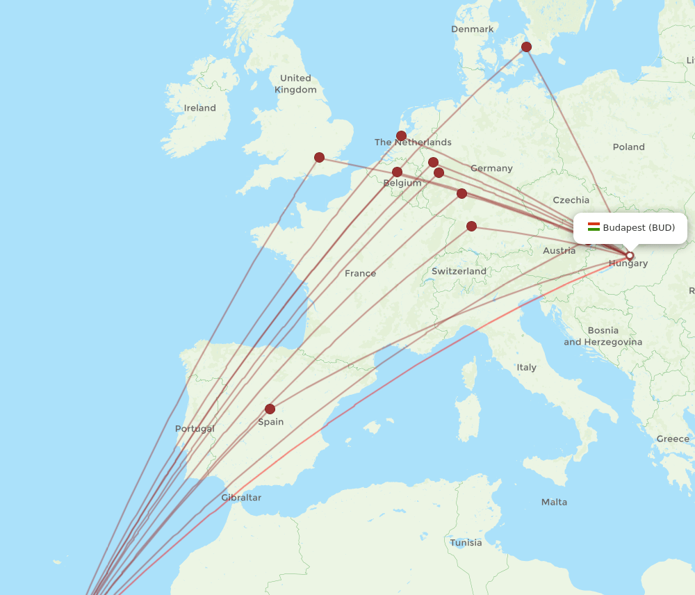 BUD-TFS flight routes