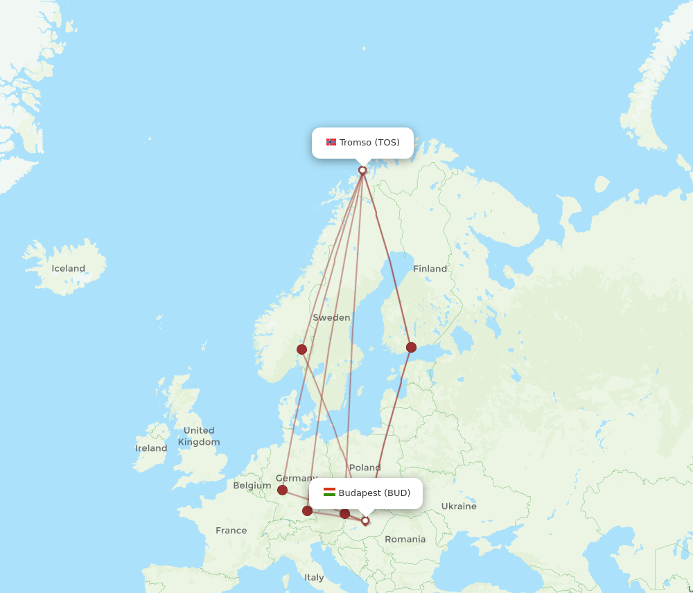 BUD-TOS flight routes