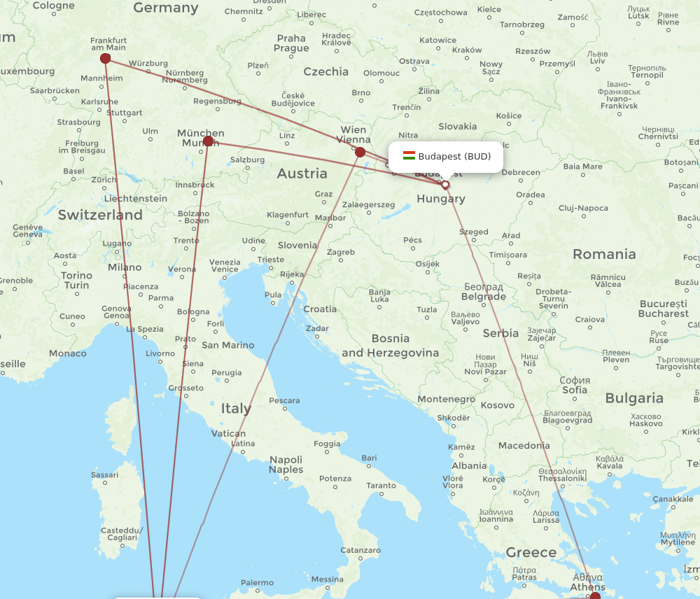 BUD-TUN flight routes