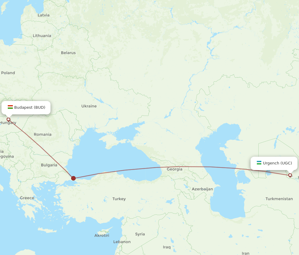 BUD-UGC flight routes