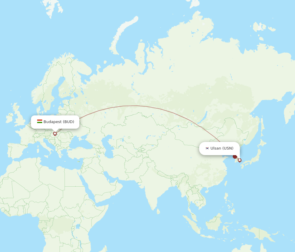 BUD-USN flight routes