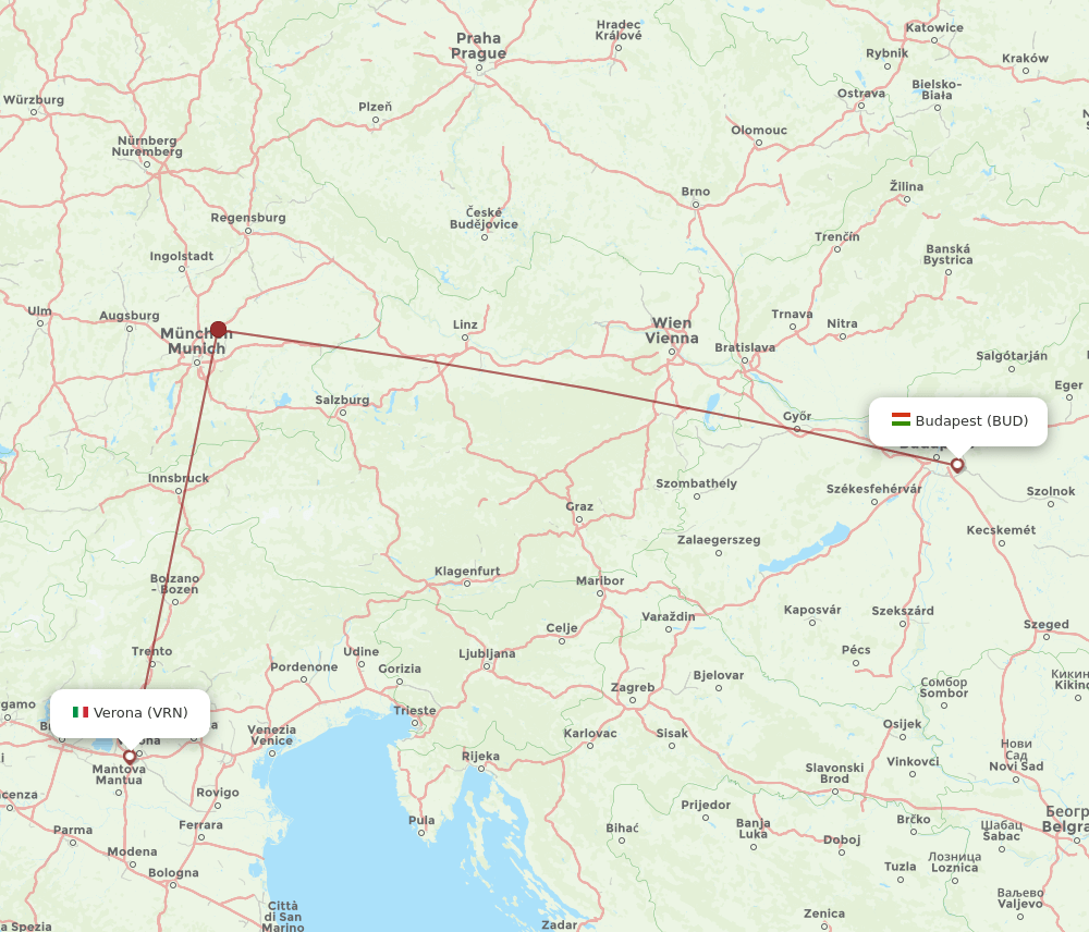 BUD-VRN flight routes