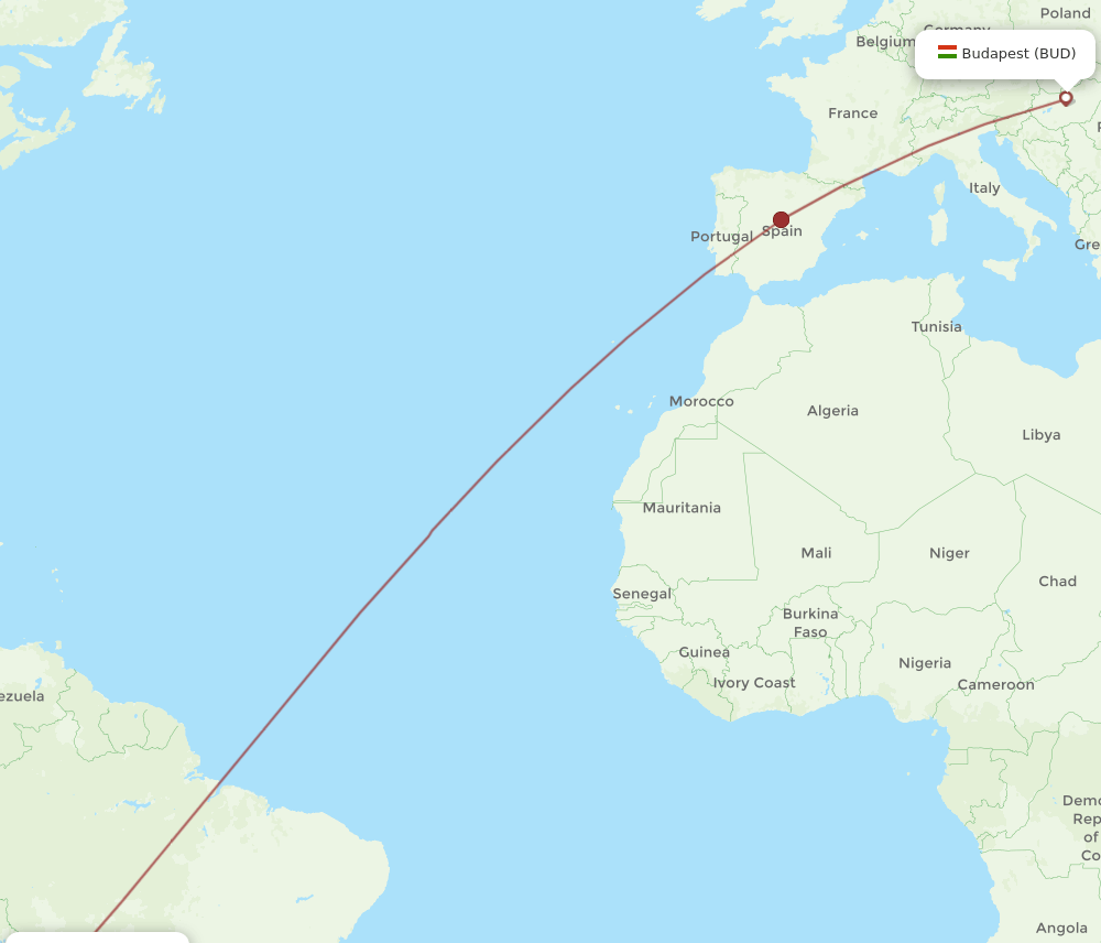 BUD-VVI flight routes