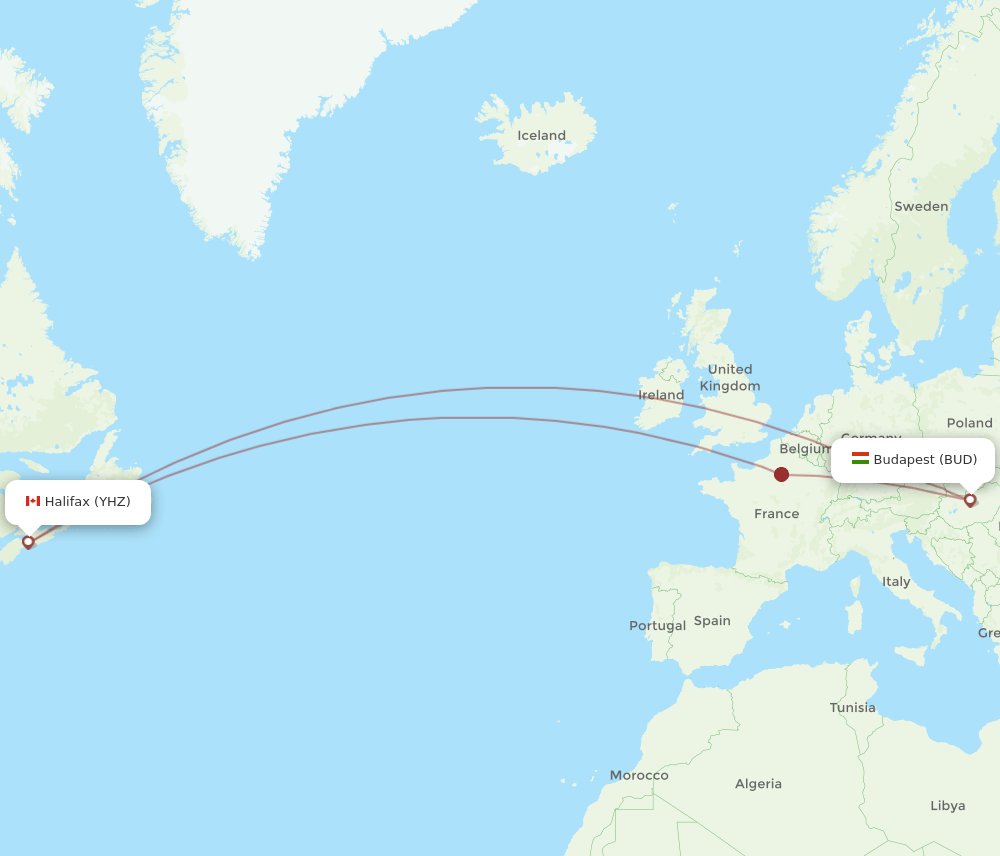 BUD-YHZ flight routes