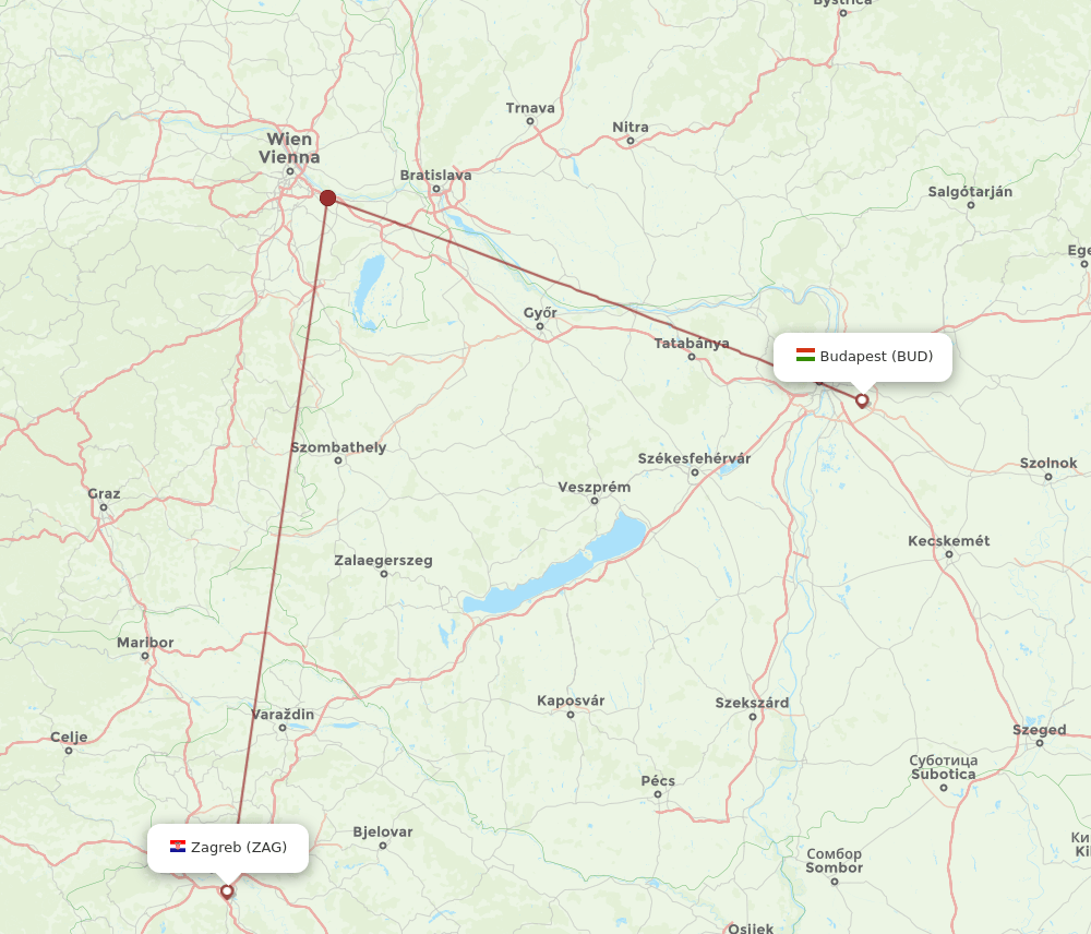 BUD-ZAG flight routes