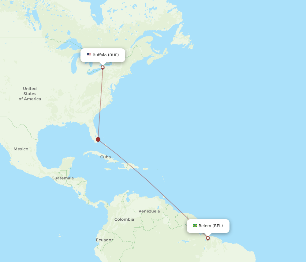 BUF-BEL flight routes