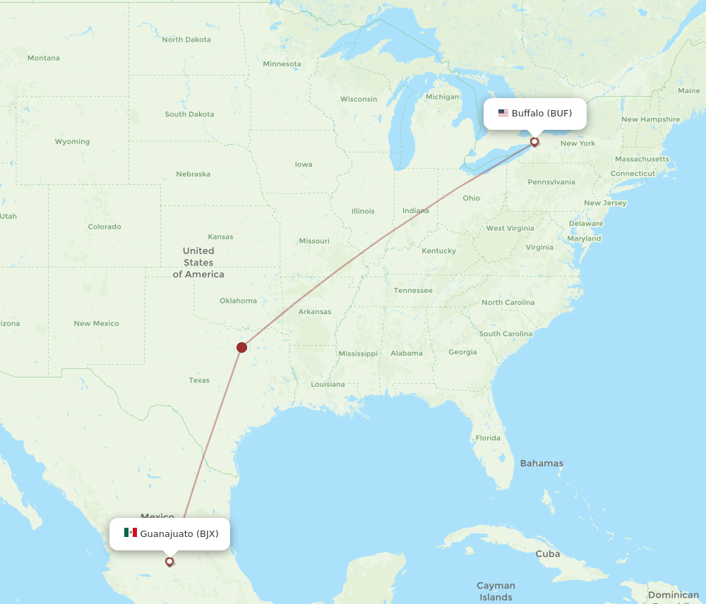 BUF-BJX flight routes