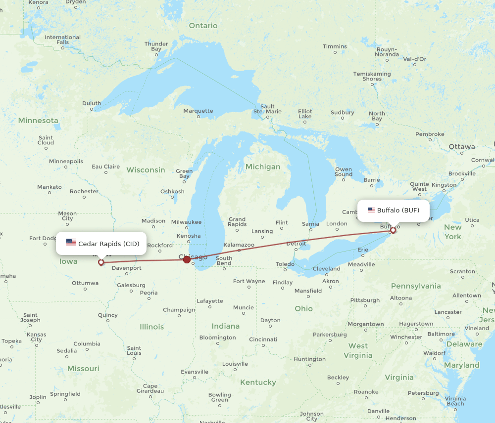 BUF-CID flight routes