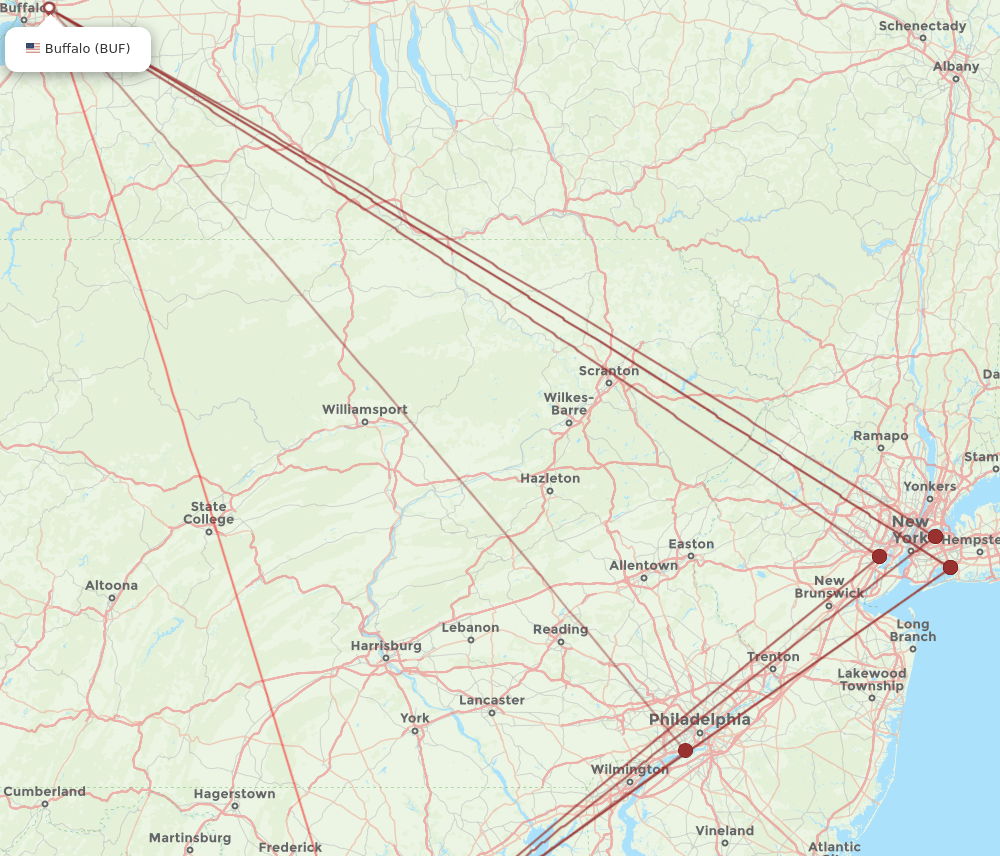 BUF-DCA flight routes