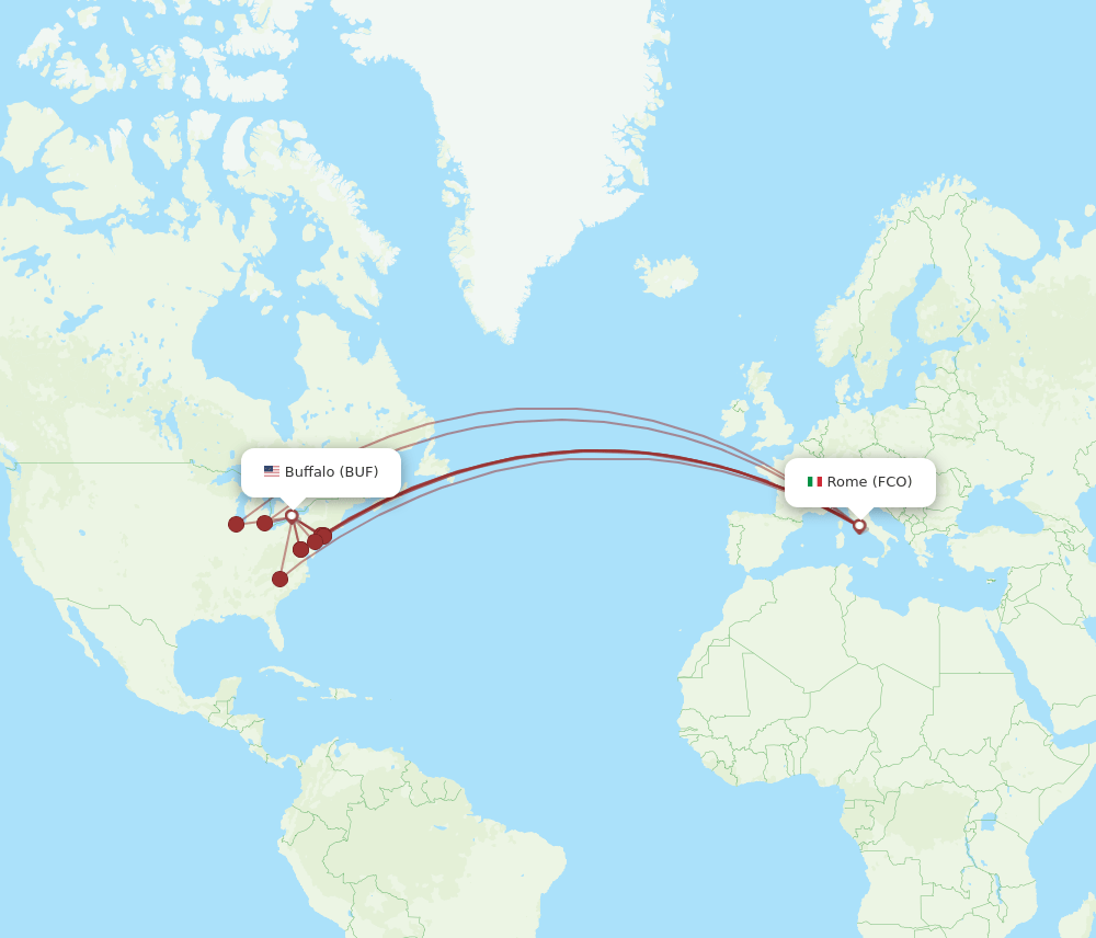 BUF-FCO flight routes