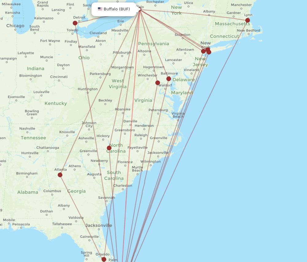 BUF-FLL flight routes