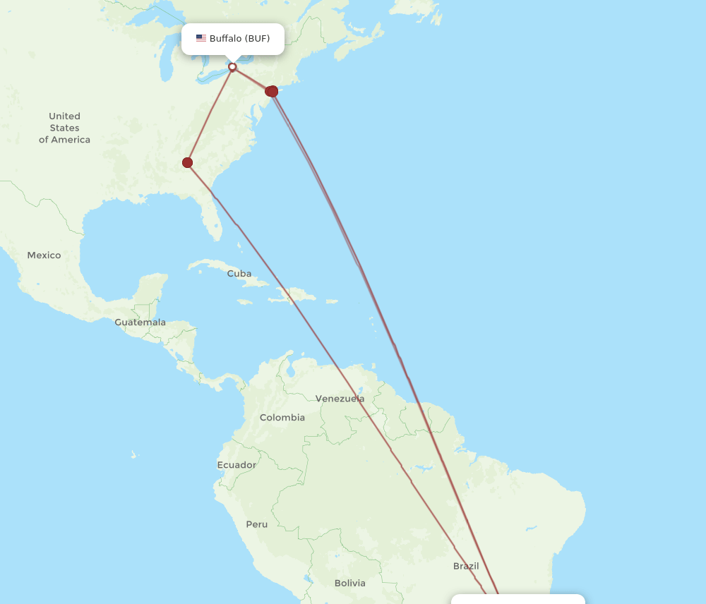 BUF-GIG flight routes