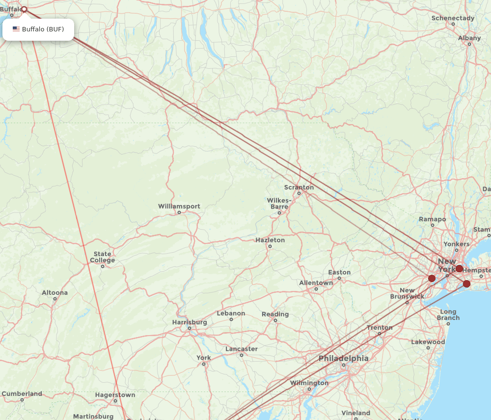 BUF-IAD flight routes