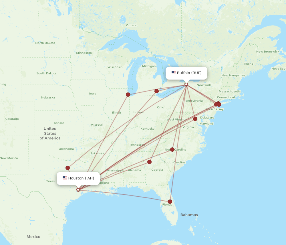 BUF-IAH flight routes