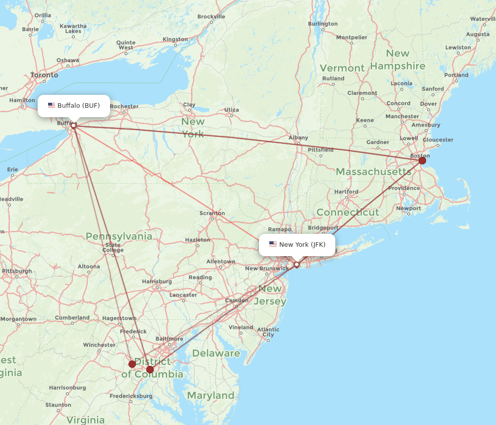 BUF-JFK flight routes