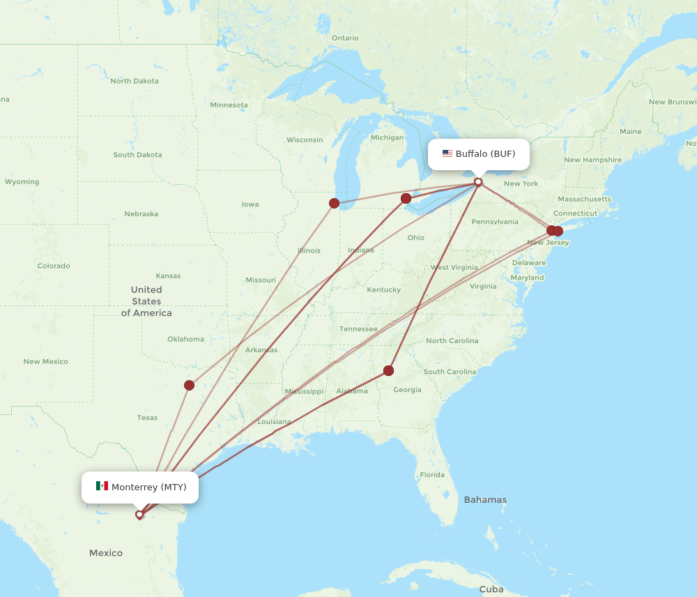 BUF-MTY flight routes