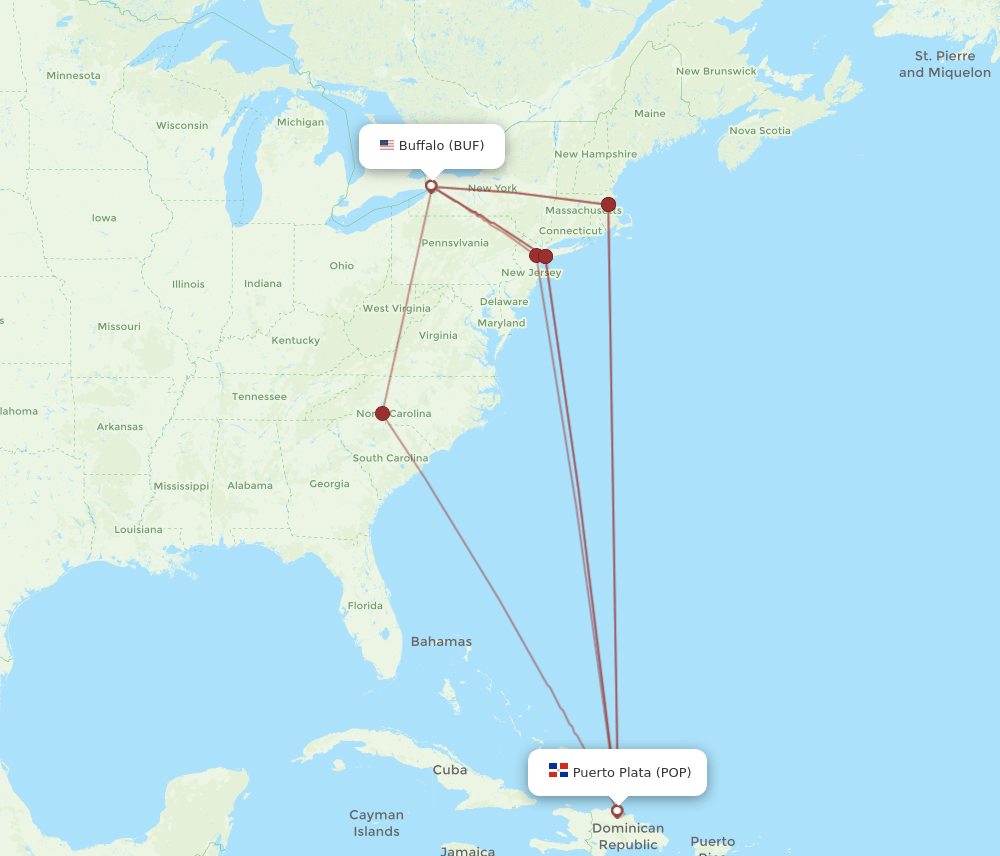 BUF-POP flight routes