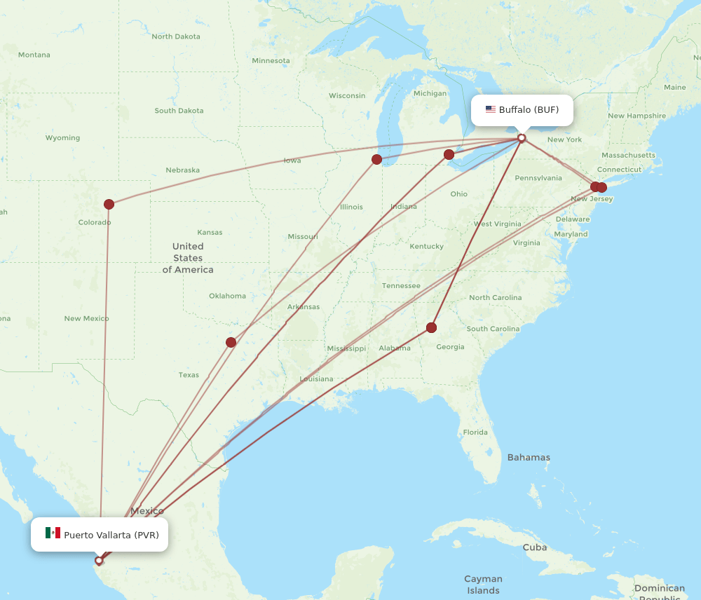 BUF-PVR flight routes